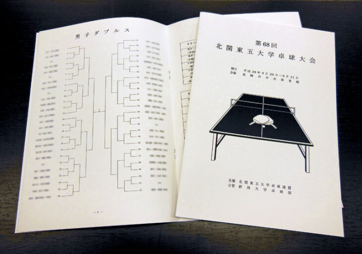 大会プログラム 冊子 印刷 トーナメント表